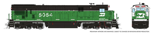 Rapido 42102 - GE C36-7 (DC Silent) Burlington Northern (BN) 5054 Whiteface w/ pinstripe - HO Scale