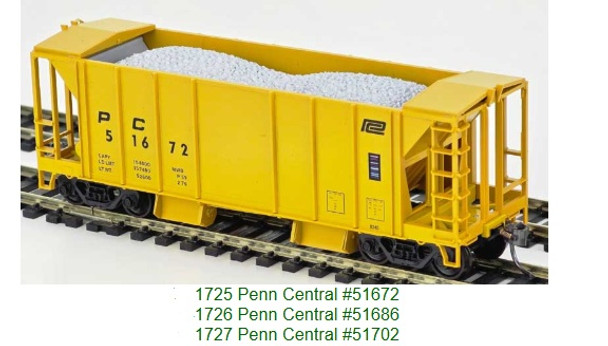 Bowser 1725 - 70-Ton 2 Bay Ballast Car Kits Penn Central (PC) 51672 Yellow - HO Scale Kit