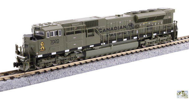 Kato 176-8541 - EMD SD70ACu (DC Silent) Canadian Pacific (CP) Military Heritage #7020 (GREEN) - N Scale