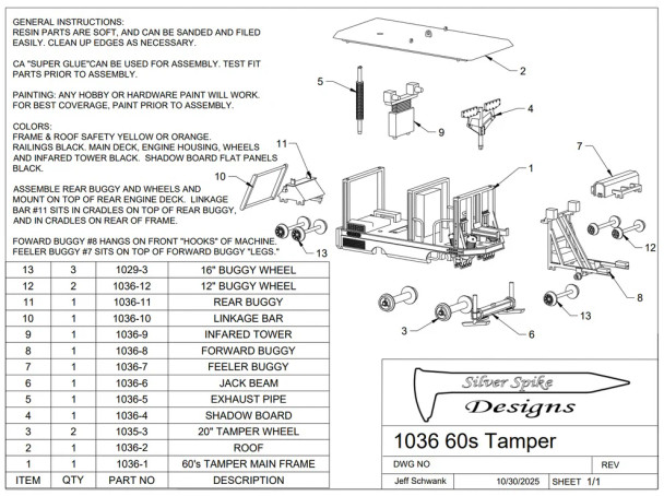 Silver Spike Designs 87-1036 - 60's Tamper  - HO Scale Kit