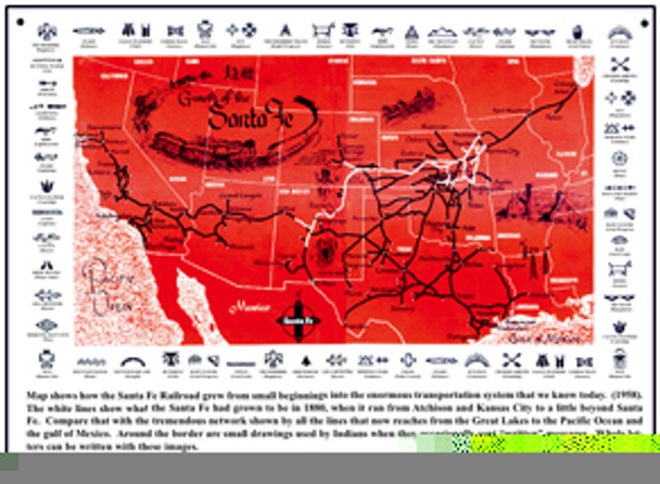 Rebel Rails 001 - Santa Fe 1958 system map sign  -