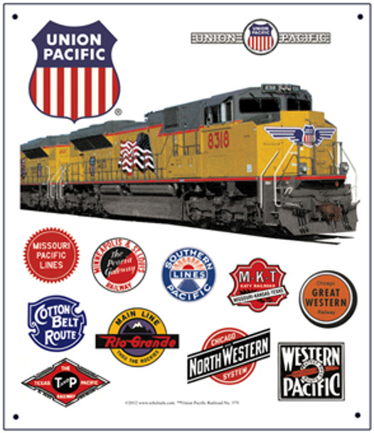 Rebel Rails 014 - Tin Sign UP Historic Logos  -