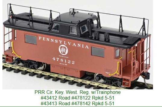 Bowser 43412 - PRR N-8 Caboose Pennsylvania (PRR) 478122 - HO Scale
