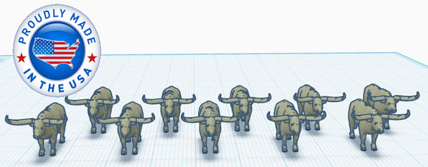 Whistle Stop Models HO8012 - Longhorn Bulls set of 10  - HO Scale
