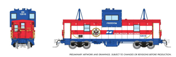 PRE-ORDER: Rapido 510065 - Wide Vision Caboose Burlington Northern (BN) 12618 "Freedom" - N Scale