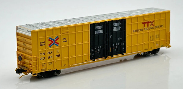 Aurora Miniatures 602070 - Greenbrier 7550cf 60' Plate F Boxcar TTX (TBOX) 638535 (Normal Markings) - N Scale