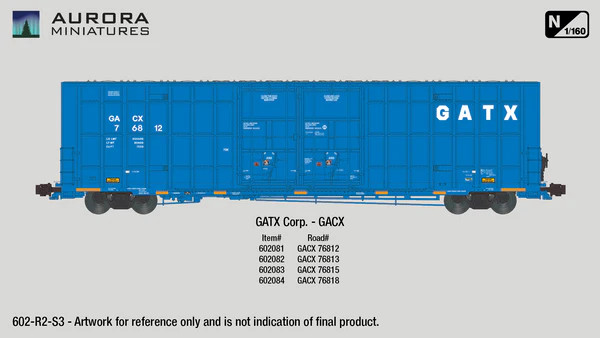Aurora Miniatures 602082 - Greenbrier 7550cf 60' Plate F Boxcar General American (GACX) 76813 - N Scale