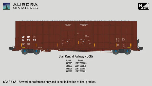 Aurora Miniatures 602095 - Greenbrier 7550cf 60' Plate F Boxcar Utah Central Railway (UCRY) 300063 - N Scale