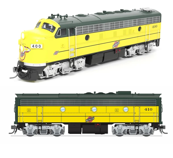 Broadway Limited 9695 - EMD F7 A/B (DC Silent) Chicago & Northwestern (CNW) 400/410 - HO Scale