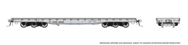 Rapido 199005A-38307 - Magor 54' 6-Axle Military Flatcar Department of Defense (DODX) 38307 Navy Scheme - HO Scale