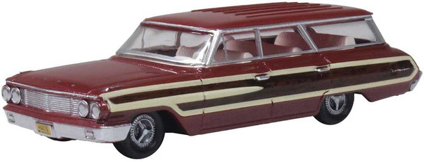 Oxford Diecast 87FC64003 - 1964 Ford Country Sedan Station Wagon  Vintage Burgundy, Wood Panel  - HO Scale