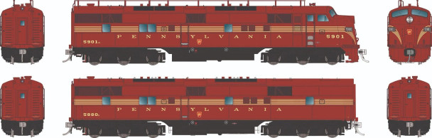 PRE-ORDER: Rapido 29025 - EMD E7A + E7B (DC Silent) Pennsylvania (PRR) 5883 + 5882B - HO Scale