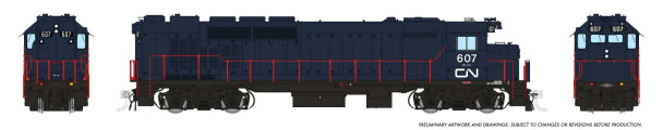 PRE-ORDER: Rapido 34502 - GMDD GP40TC (DCC and Sound) Canadian National (CN) 607 Blue Scheme - HO Scale