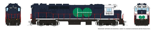 PRE-ORDER: Rapido 34504 - GMDD GP40TC (DCC and Sound) GO Transit 9805 Blue Scheme - HO Scale