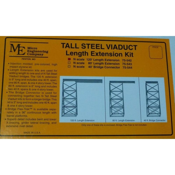 Micro Engineering 75543 - Tall Steel Viaducts 80ft Length Extension Kit - N Scale