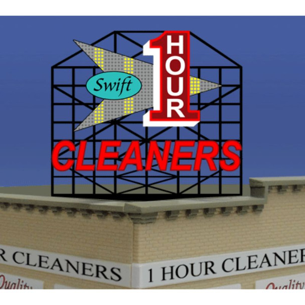 Miller Engineering #441702 - Animated One Hour Cleaners Billboard - HO/N Scale