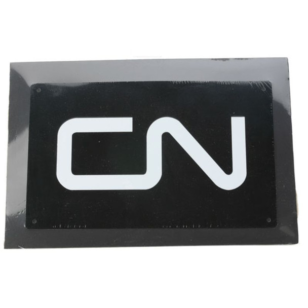 Micro-Scale 10041 - Embossed Die-Cut Gage Aluminum Sign Noodle Logo on Black Background  Canadian National (CN)  -