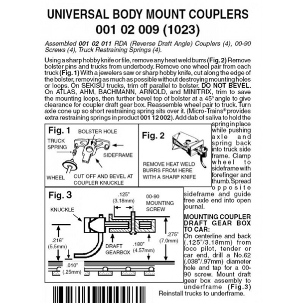 Micro-Trains 00102009 - Universal Body Mount Couplers, Reverse Draft Angle - N Scale