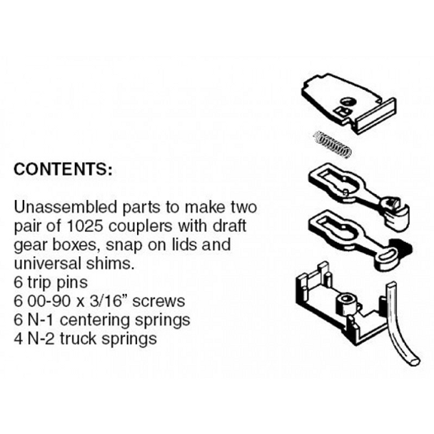 Micro-Trains 00102012 - Brown Universal Body Mount Coupler (1025) Unassembled - 2 pair