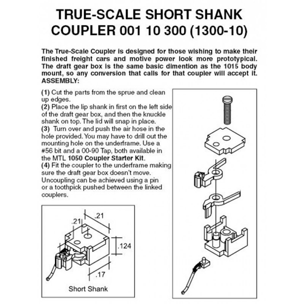 Micro-Trains 00110300 - True-Scale Short Shank (10 pair) - N Scale