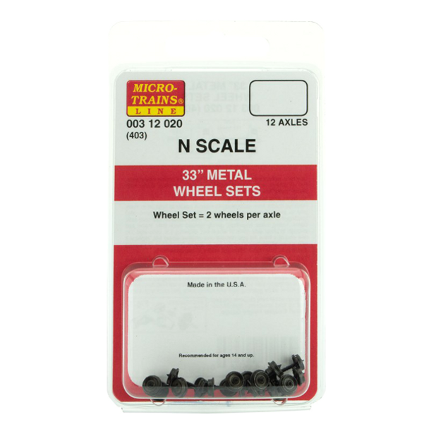 Micro-Trains 00312020 - 33" Wheel Metal Wheels (12-axle pack) - N Scale