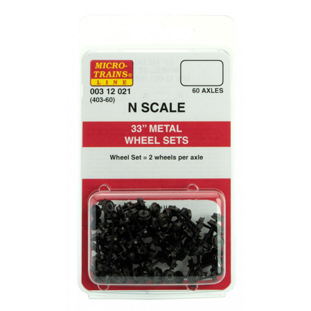 Micro-Trains 00312021 - 33" Wheel Metal Wheels (60-axle pack) - N Scale