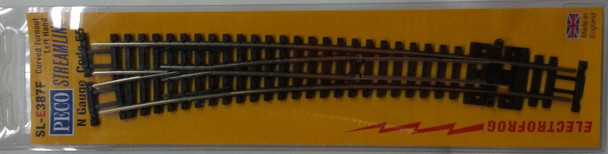 PECO SL-E387F - Code 55 Curved Turnout Left Hand (Electrofrog) - N