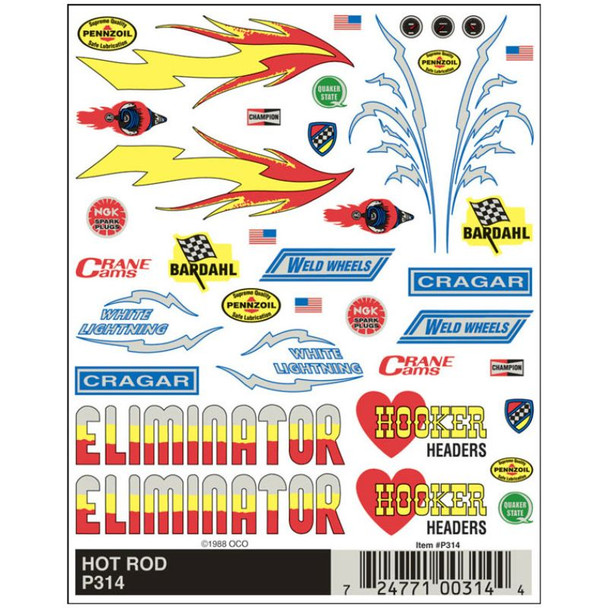 Pinecar 314 - Hot Rod Dry Transfer     -  Kit
