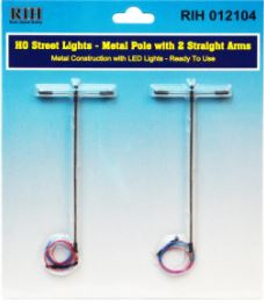 Rock Island Hobby  012104 - HO Scale Street Lights with single pole and 2 straight arms    - HO Scale