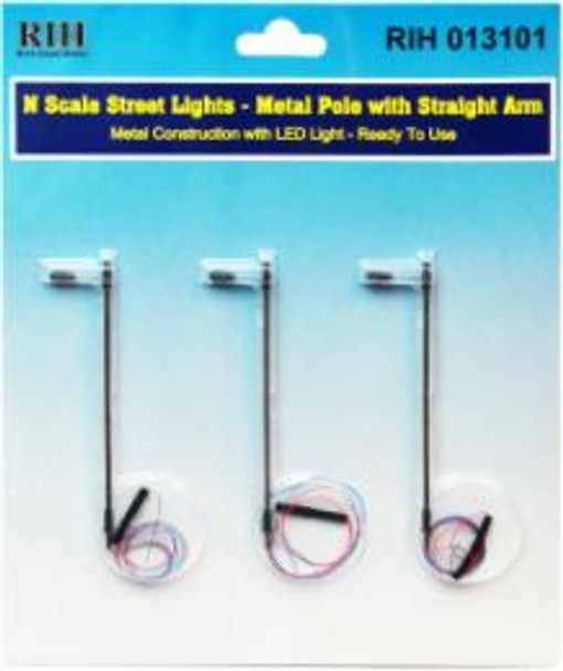 Rock Island Hobby  013101 - N Scale Streetlights metal pole with straight arm    - N Scale