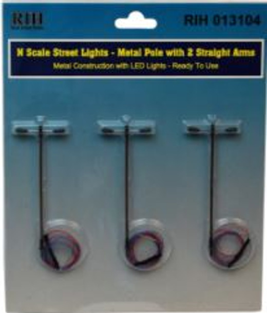 Rock Island Hobby  013104 - N Scale Streetlights with single pole and 2 short straight arms    - N Scale