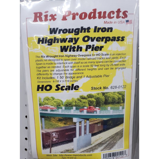 Rix Products 122 - Wrought Iron 50 foot Highway Overpass with Pier - HO Scale Kit