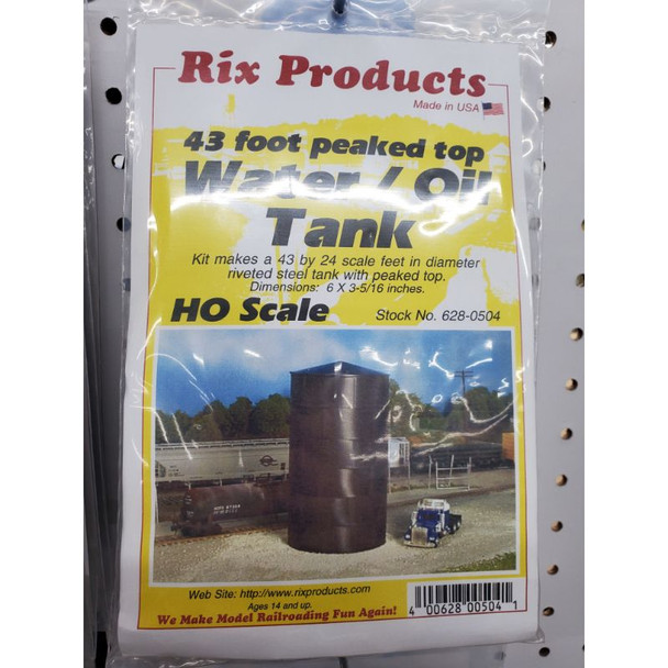 Rix Products 0504 - 43' Peaked Top Water / Oil Tank - HO Scale Kit