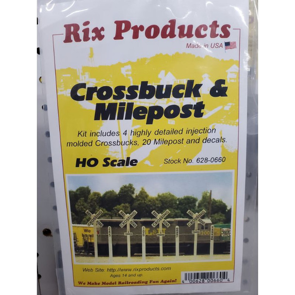 Rix Products 660 - Crossbuck and Milepost - HO Scale Kit