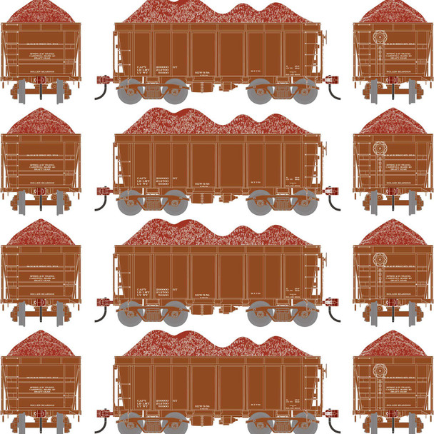Athearn 1717 - 26' PC&F Ore Car Tight-Bottom High Side w/Load Data Only Brown (4) - HO Scale