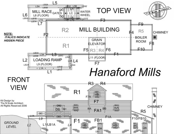 N Scale Architect 10010 - Hanaford Mills  - N Scale Kit