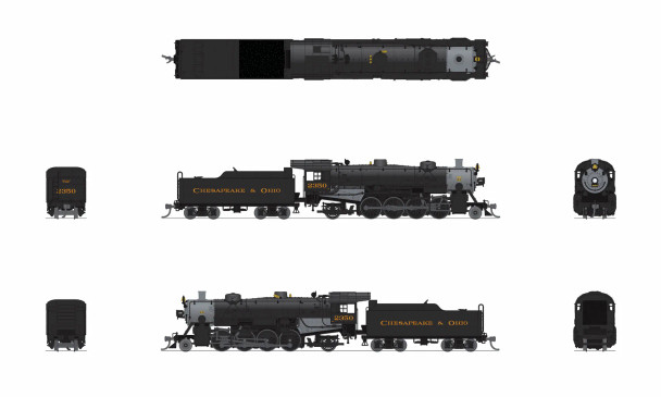 PRE-ORDER: Broadway Limited 10074 - USRA Light Mikado (DCC and Sound) Chesapeake & Ohio (C&O) 2350 - N Scale