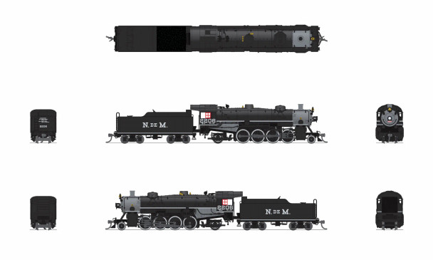 PRE-ORDER: Broadway Limited 10081 - USRA Light Mikado (DCC and Sound) National of Mexico (NdeM) 2209 - N Scale