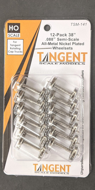 Tangent Scale Models 141 - 38 inch Semi-Scale Nickel Plated All-Metal Precision Wheelsets for Tangent Rotating Roller Bearing Trucks - 12 pack (SKU 141)  - HO Scale