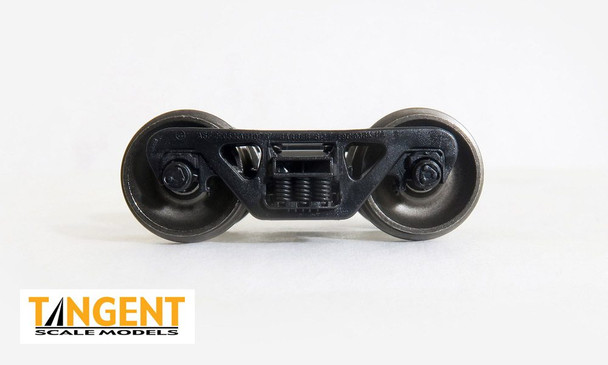 Tangent Scale Models 407 - 100-Ton Barber S-2 Trucks with Rotating Brenco-3 Bearings and Blackened Semi-Scale Tread All-Metal Precision Wheelsets (407)  - HO Scale