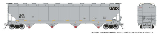 PRE-ORDER: Rapido 136002A-76795 - Trinity 6221cuft Plastics Covered Hopper GPLK (General American Marks) 76795 - HO Scale