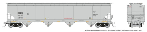 PRE-ORDER: Rapido 136006A-13228 - Trinity 6241cuft Plastics Covered Hopper EQUX (Equistar Chemicals) 13228 - HO Scale