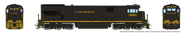 PRE-ORDER: Rapido 43105 - GE U36C (DC Silent) Clinchfield (CRR) 3600 - HO Scale