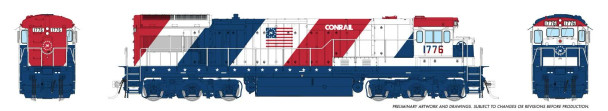 PRE-ORDER: Rapido 43111 - GE U34CH (DC Silent) Conrail (CR) 1776 Bicentennial - HO Scale