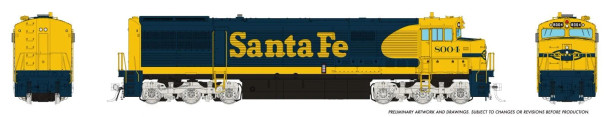 PRE-ORDER: Rapido 55014 - GE U30CG w/o SG (DC Silent) Atchison, Topeka and Santa Fe (ATSF) 8004 Yellow Warbonnet w/ Small Logo - HO Scale