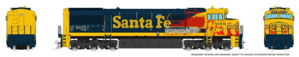 PRE-ORDER: Rapido 55015 - GE U30CG w/o SG (DC Silent) Atchison, Topeka and Santa Fe (ATSF) 8001 Yellow Warbonnet Weathered - HO Scale