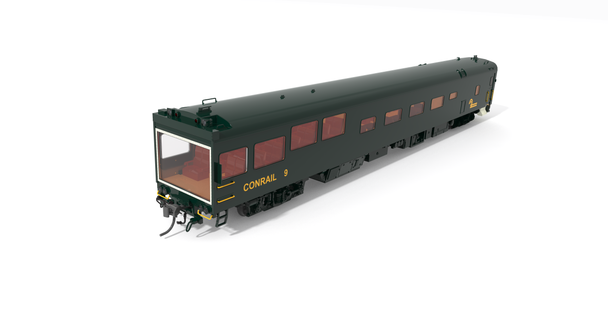 PRE-ORDER: Broadway Limited 10172 - Track Inspection Car Conrail (CR) #9/ Green & Yellow / 1992-1999 Appearance - HO Scale