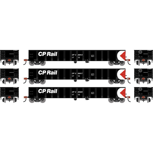 Athearn 1998 - 52' Mill Gondola (3) Canadian Pacific (CP) 330913/330917/330920 - HO Scale