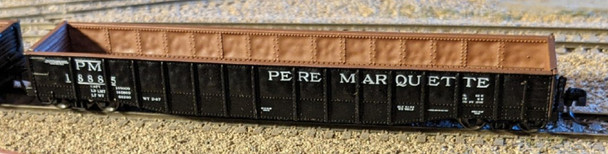Bluford Shops 52164 - 52'6" Medium Dented Gondola Pere Marquette (PM) 18885 - N Scale