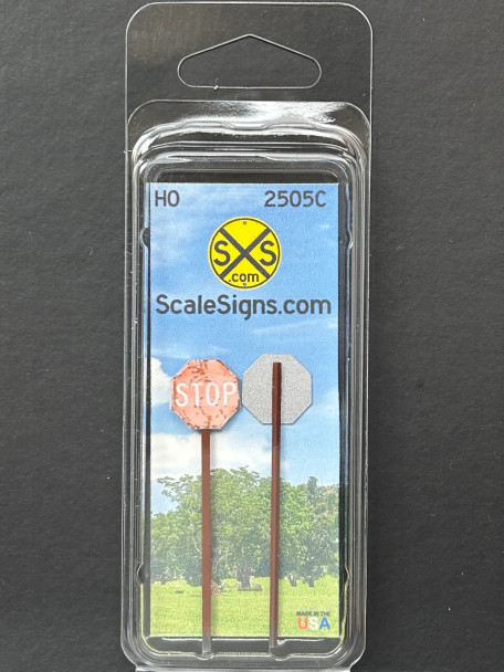 ScaleSigns HO-2500-005-C - Stop Sign (2)  - HO Scale
